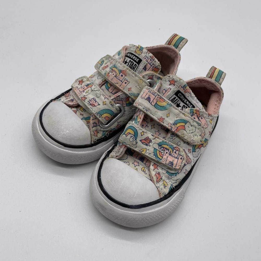 Converse All Star Little Kids Princess Castle Rainbow Shoes Size 5